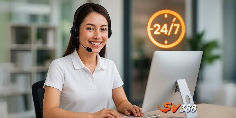 Đội ngũ chăm sóc hướng dẫn SV388 hỗ trợ 24/7 cho người chơi cá cược